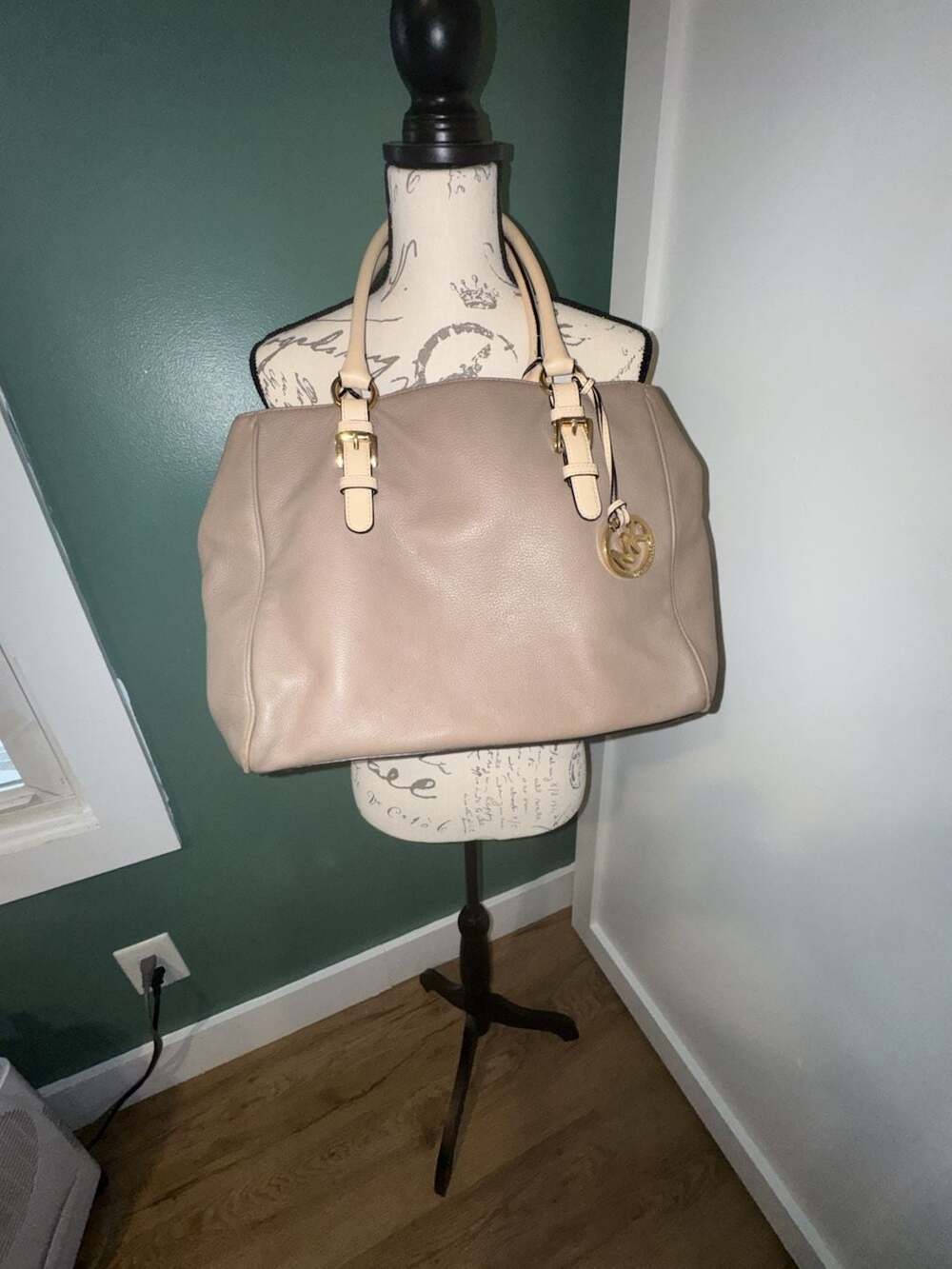 Michael Kors Leather Tote Bag Taupe Gold Hardware